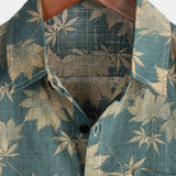 Men's Summer Short Sleeve Cotton T-Shirt with Maple Leaf Pattern