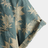 Men's Summer Short Sleeve Cotton T-Shirt with Maple Leaf Pattern