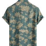 Men's Summer Short Sleeve Cotton T-Shirt with Maple Leaf Pattern