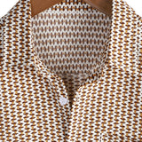 Men's Cotton Vacation Shirt Short Sleeve in Khaki Color with Buttons