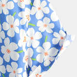 Summer Men's Cotton Shirt in Floral Print, Casual, Pencil Fit, Short Sleeve, Light Blue