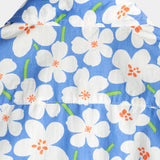 Summer Men's Cotton Shirt in Floral Print, Casual, Pencil Fit, Short Sleeve, Light Blue