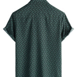 Men's Cotton Vacation Shirt Short Sleeve Green with Buttons