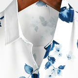 Men's Summer Shirt with Floral Pattern in Cotton with Short Sleeves