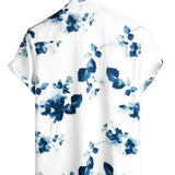 Men's Summer Shirt with Floral Pattern in Cotton with Short Sleeves