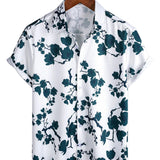 Men's Summer Shirt with Floral Pattern Made of Cotton with Short Sleeves