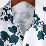 Men's Summer Shirt with Floral Pattern Made of Cotton with Short Sleeves