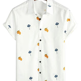 Cotton Summer Short Sleeve Shirt for Men, Buttons, Beach, Vacation