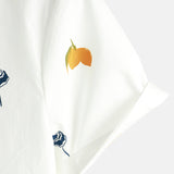 Cotton Summer Short Sleeve Shirt for Men, Buttons, Beach, Vacation