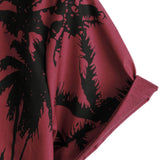 Short Sleeve Cotton Shirt with Palm Pattern for Men
