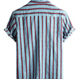 Men's Short Sleeve Cotton Shirt with Buttons