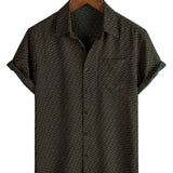 Retro Short Sleeve Cotton Button-Up Casual Shirt for Men