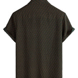 Retro Short Sleeve Cotton Button-Up Casual Shirt for Men