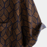 Short Sleeve Cotton Shirt with Pocket in Retro Geometric Pattern in Brown for Men