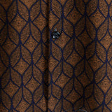 Short Sleeve Cotton Shirt with Pocket in Retro Geometric Pattern in Brown for Men