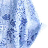 Retro Short Sleeve Cotton Shirt in Blue Floral for Men