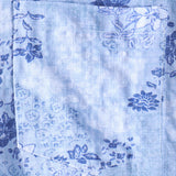 Retro Short Sleeve Cotton Shirt in Blue Floral for Men