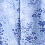 Retro Short Sleeve Cotton Shirt in Blue Floral for Men