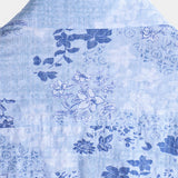 Retro Short Sleeve Cotton Shirt in Blue Floral for Men