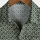 Casual Short Sleeve Shirt with Geometric Pattern for Men