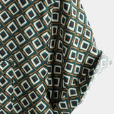 Casual Short Sleeve Shirt with Geometric Pattern for Men