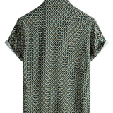 Casual Short Sleeve Shirt with Geometric Pattern for Men