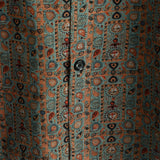 Men's Vintage Cotton Shirt with 70s Paisley Pattern and Brown Buttons in Boho Retro Tribal Style, Short Sleeve
