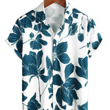 Summer Casual Cotton Floral Shirt for Men, with Buttons and Short Sleeves, Perfect for Beach Vacations