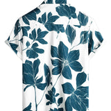 Summer Casual Cotton Floral Shirt for Men, with Buttons and Short Sleeves, Perfect for Beach Vacations