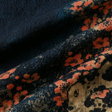 Casual Short Sleeve Cotton Shirt with Abstract Floral Pattern in Navy Color for Men