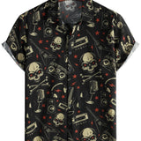 Punk Rock Style Cotton Hawaiian Shirt for Men