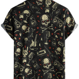 Punk Rock Style Cotton Hawaiian Shirt for Men