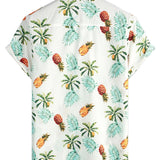 Hawaiian Pattern Pineapple Cotton Beach Shirt for Men, Short Sleeve and Buttons