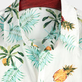Hawaiian Pattern Pineapple Cotton Beach Shirt for Men, Short Sleeve and Buttons