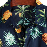 Hawaiian Short Sleeve Cotton Shirt with Pineapple Pattern for Men