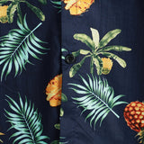 Hawaiian Short Sleeve Cotton Shirt with Pineapple Pattern for Men
