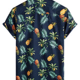 Hawaiian Short Sleeve Cotton Shirt with Pineapple Pattern for Men