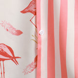 Short Sleeve Cotton Shirt with Pink Flamingo Pattern and Stripes for Men