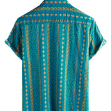 Vintage 70s Style Short Sleeve Shirt with Stripes for Men