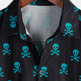 Cotton Summer Short Sleeve Shirt for Men with Punk Rock Skull Pattern