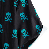 Cotton Summer Short Sleeve Shirt for Men with Punk Rock Skull Pattern