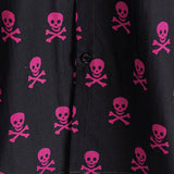 Summer Cotton Short Sleeve Shirt for Men with Pink Skull Punk Rock and Cool Design
