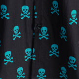 Cotton Summer Short Sleeve Shirt for Men with Punk Rock Skull Pattern
