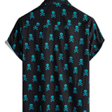 Cotton Summer Short Sleeve Shirt for Men with Punk Rock Skull Pattern