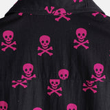 Summer Cotton Short Sleeve Shirt for Men with Pink Skull Punk Rock and Cool Design