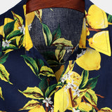 Men's Short Sleeve Hawaiian Shirt in Yellow Lemons