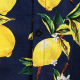 Men's Short Sleeve Hawaiian Shirt in Yellow Lemons