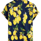 Men's Short Sleeve Hawaiian Shirt in Yellow Lemons