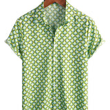 Men's Green Short Sleeve Cotton Shirt for Summer