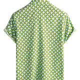 Men's Green Short Sleeve Cotton Shirt for Summer